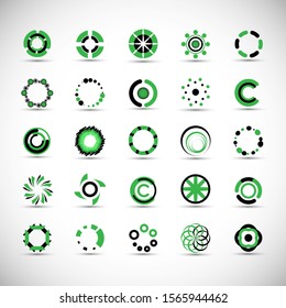 Abstract Circle Icon Set. Vector Isolated On Gray. Abstract Circle For Company Symbol, Dot Logo, Technology Icon And Element Design.Creative Circle Icons For Dot And Tech Logo. Abstract Round Template