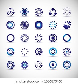Abstract Circle Icon Set. Vector Isolated On Gray. Abstract Circle For Company Symbol, Dot Logo, Technology Icon And Element Design.Creative Circle Icons For Dot And Tech Logo. Abstract Round Template