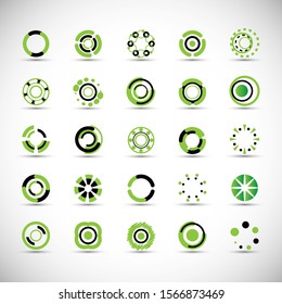 Abstract Circle Icon Set. Vector Isolated On Gray. Abstract Circle For Company Symbol, Dot Logo, Technology Icon And Element Design.Creative Circle Icons For Dot And Tech Logo. Abstract Round Template