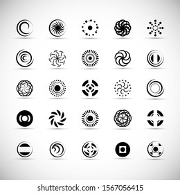 Abstract Circle Icon Set. Vector Isolated On Gray. Abstract Circle For Company Symbol, Dot Logo, Technology Icon And Element Design.Creative Circle Icons For Dot And Tech Logo. Abstract Round Template
