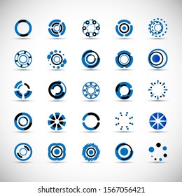 Abstract Circle Icon Set. Vector Isolated On Gray. Abstract Circle For Company Symbol, Dot Logo, Technology Icon And Element Design.Creative Circle Icons For Dot And Tech Logo. Abstract Round Template