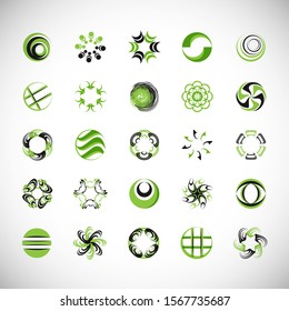 Abstract Circle Icon Set. Vector Isolated On Gray. Abstract Circle For Company Symbol, Dot Logo, Technology Icon And Element Design.Creative Circle Icons For Dot And Tech Logo. Abstract Round Template