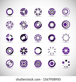 Abstract Circle Icon Set. Vector Isolated On Gray.  