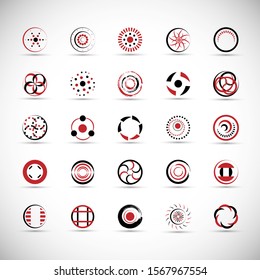 Abstract Circle Icon Set. Vector Isolated On Gray. Abstract Circle For Company Symbol, Dot Logo, Technology Icon And Element Design.Creative Circle Icons For Dot And Tech Logo. Abstract Round Template