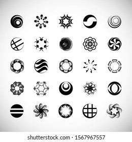 Abstract Circle Icon Set. Vector Isolated On Gray. Abstract Circle For Company Symbol, Dot Logo, Technology Icon And Element Design.Creative Circle Icons For Dot And Tech Logo. Abstract Round Template