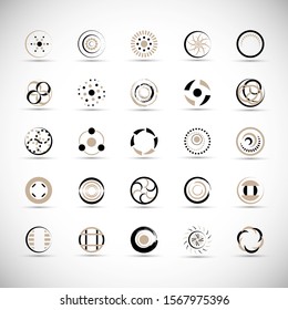 Abstract Circle Icon Set. Vector Isolated On Gray. Abstract Circle For Company Symbol, Dot Logo, Technology Icon And Element Design.Creative Circle Icons For Dot And Tech Logo. Abstract Round Template