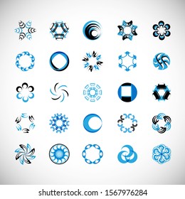 Abstract Circle Icon Set. Vector Isolated On Gray. Abstract Circle For Company Symbol, Dot Logo, Technology Icon And Element Design.Creative Circle Icons For Dot And Tech Logo. Abstract Round Template