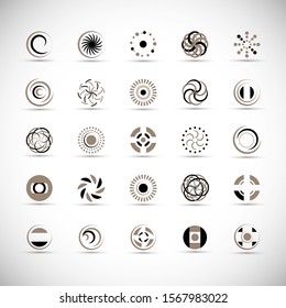 Abstract Circle Icon Set. Vector Isolated On Gray. Abstract Circle For Company Symbol, Dot Logo, Technology Icon And Element Design.Creative Circle Icons For Dot And Tech Logo. Abstract Round Template