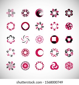 Abstract Circle Icon Set. Vector Isolated On Gray. Abstract Circle For Company Symbol, Dot Logo, Technology Icon And Element Design.Creative Circle Icons For Dot And Tech Logo. Abstract Round Template