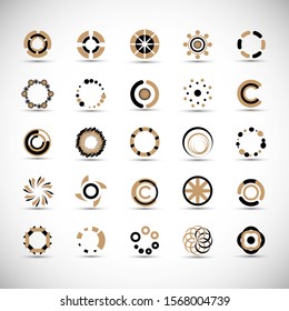 Abstract Circle Icon Set. Vector Isolated On Gray. Abstract Circle For Company Symbol, Dot Logo, Technology Icon And Element Design.Creative Circle Icons For Dot And Tech Logo. Abstract Round Template