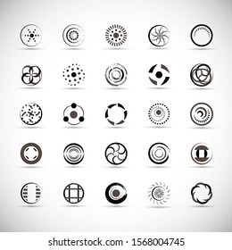 Abstract Circle Icon Set. Vector Isolated On Gray. Abstract Circle For Company Symbol, Dot Logo, Technology Icon And Element Design.Creative Circle Icons For Dot And Tech Logo. Abstract Round Template