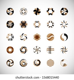 Abstract Circle Icon Set. Vector Isolated On Gray. Abstract Circle For Company Symbol, Dot Logo, Technology Icon And Element Design.Creative Circle Icons For Dot And Tech Logo. Abstract Round Template