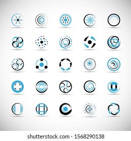 Abstract Circle Icon Set. Vector Isolated On Gray. Abstract Circle For Company Symbol 