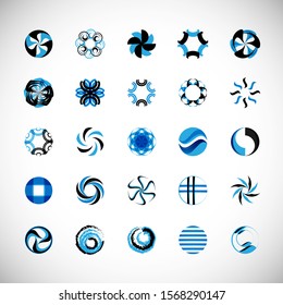 Abstract Circle Icon Set. Vector Isolated On Gray. Abstract Circle For Company Symbol 