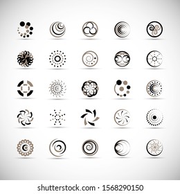 Abstract Circle Icon Set. Vector Isolated On Gray. Abstract Circle For Company Symbol 