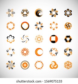 Abstract Circle Icon Set. Vector Isolated On Gray. Abstract Circle For Company Symbol, Dot Logo, Technology Icon And Element Design.Creative Circle Icons For Dot And Tech Logo. Abstract Round Template