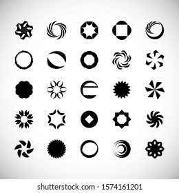 Abstract Circle Icon Set. Vector Isolated On Gray. Abstract Circle For Company Symbol, Dot Logo, Technology Icon And Element Design.Creative Circle Icons For Dot And Tech Logo. Abstract Round Template