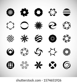 Abstract Circle Icon Set. Vector Isolated On Gray. Abstract Circle For Company Symbol, Dot Logo, Technology Icon And Element Design.Creative Circle Icons For Dot And Tech Logo. Abstract Round Template