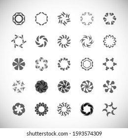 Abstract Circle Icon Set. Vector Isolated On Gray. Abstract Circular Logo For Company Symbol, Star, Tech Icon And Element Design. Creative Icons For Flower And Decorative Logo. Abstract Round Template