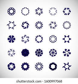 Abstract Circle Icon Set. Vector Isolated On Gray. 