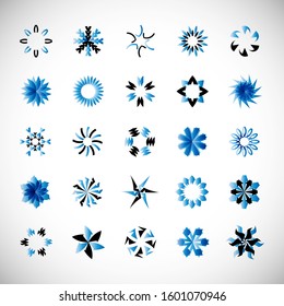 Abstract Circle Icon Set. Vector Isolated On Gray. Abstract Circular Logo For Company Symbol, Star, Tech Icon And Element Design