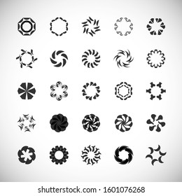 Abstract Circle Icon Set. Vector Isolated On Gray. Abstract Circular Logo For Company Symbol, Star, Tech Icon And Element Design. Creative Icons For Flower And Decorative Logo. Abstract Round Template