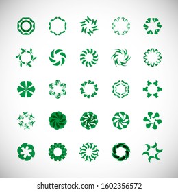 Abstract Circle Icon Set. Vector Isolated On Gray. 