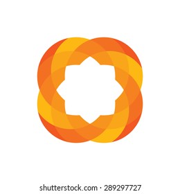 Abstract Circle icon sign logo symbol vector design template / star, flower, orange.