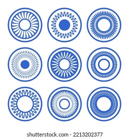 Abstract Circle Icons. Blue Design Elements. Vector Art.
