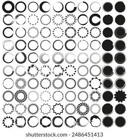 Abstract circle icons. Diverse decorative designs. Various styles and patterns. Vector illustration.