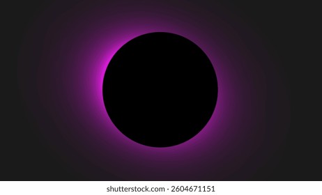 Abstract circle illuminate light frame with color gradient on dark background. Violet round neon.