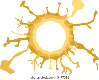 abstract circle illustrated design with flowing liquid radiating out from the centre