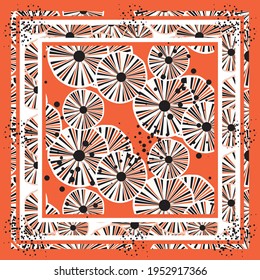 Abstract circle illustration design with black and dark orange blends together, complemented by black spots to add a vintage feel. hijab background design. home decoration. and other fabric printing