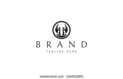 Abstract circle image angels praying. Vector logo.