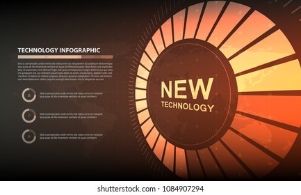 Abstract Circle infographic digital technology background, futuristic structure elements concept background design