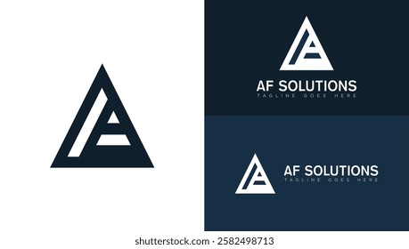 Abstract circle initial letter AF or FA in deep blue color isolated on multiple background colors. The logo is suitable for corporate inspiration templates.