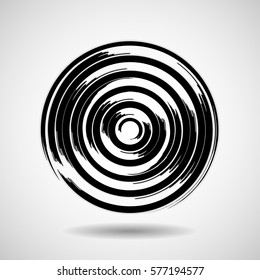 Abstract circle with ink brush, geometric logo, vector