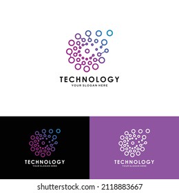 Abstract circle innovator forming group, blue color logotype vector style.