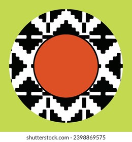 Abstract Circle kilim motifs Color Pattern. Round Element for Design. art wall plate   wall decor , editable background. Vector geometric plate or dish isolated. Vector illustration