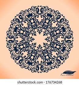 Abstract circle lace ribbon pattern. The lace for decoration.Theme,holidays.Template frame design for card.Lace Doily.Used for packaging, invitations