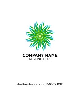 abstract circle leaf company logo templates
