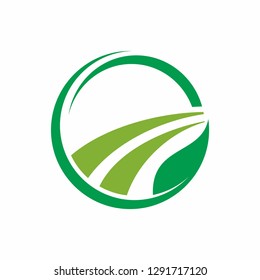 Abstract circle with leaf or nature shape accent for consulting company logo design template vector illustration