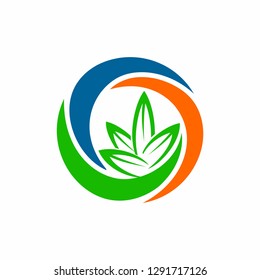 Abstract circle with leaf or nature shape accent for consulting company logo design template vector illustration