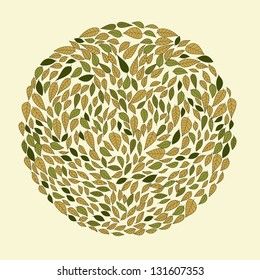 Abstract circle with leaves