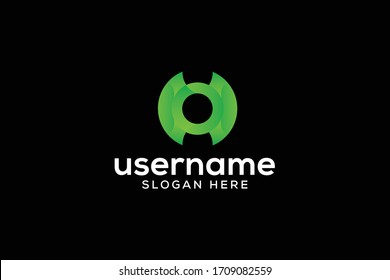 abstrakter Kreis-Buchstaben H-Logo-Vektorillustration-Konzept mit einfachen, einzigartigen, modernen Stilen und beeindruckender Farbverlauf-Farbe auf schwarzem Hintergrund