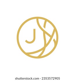 Resumen de la letra circular J de la línea del logotipo vector