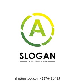 Resumen círculo Carta A diseño de logo plantilla de vector