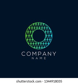 Abstract circle and letter O logo concept design for technology on dark background