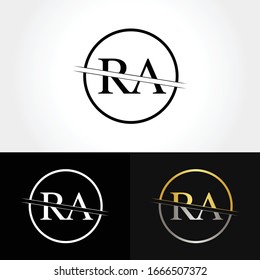 Abstract Circle Letter RA Logo Design Vector Template. RA Letter Logo Design