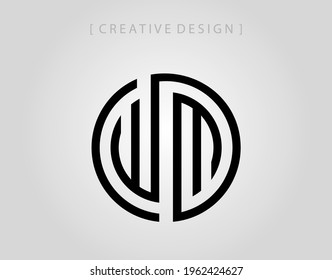 Abstract circle letter W,M, WM mark logo icon design template.